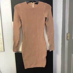 Olivaceous Nude Bodycon Sweater Midi Dress